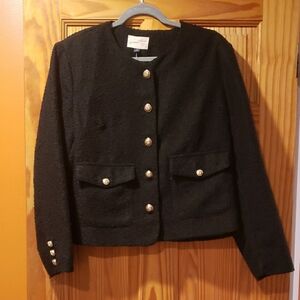 Classic Black Women's Jacket with Gold Accents